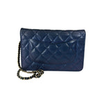 Chanel Peal Blue Caviar Quilted Leather Iridescent Wallet On Chain 2019