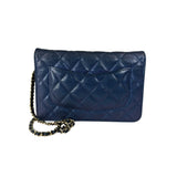 Chanel Peal Blue Caviar Quilted Leather Iridescent Wallet On Chain 2019