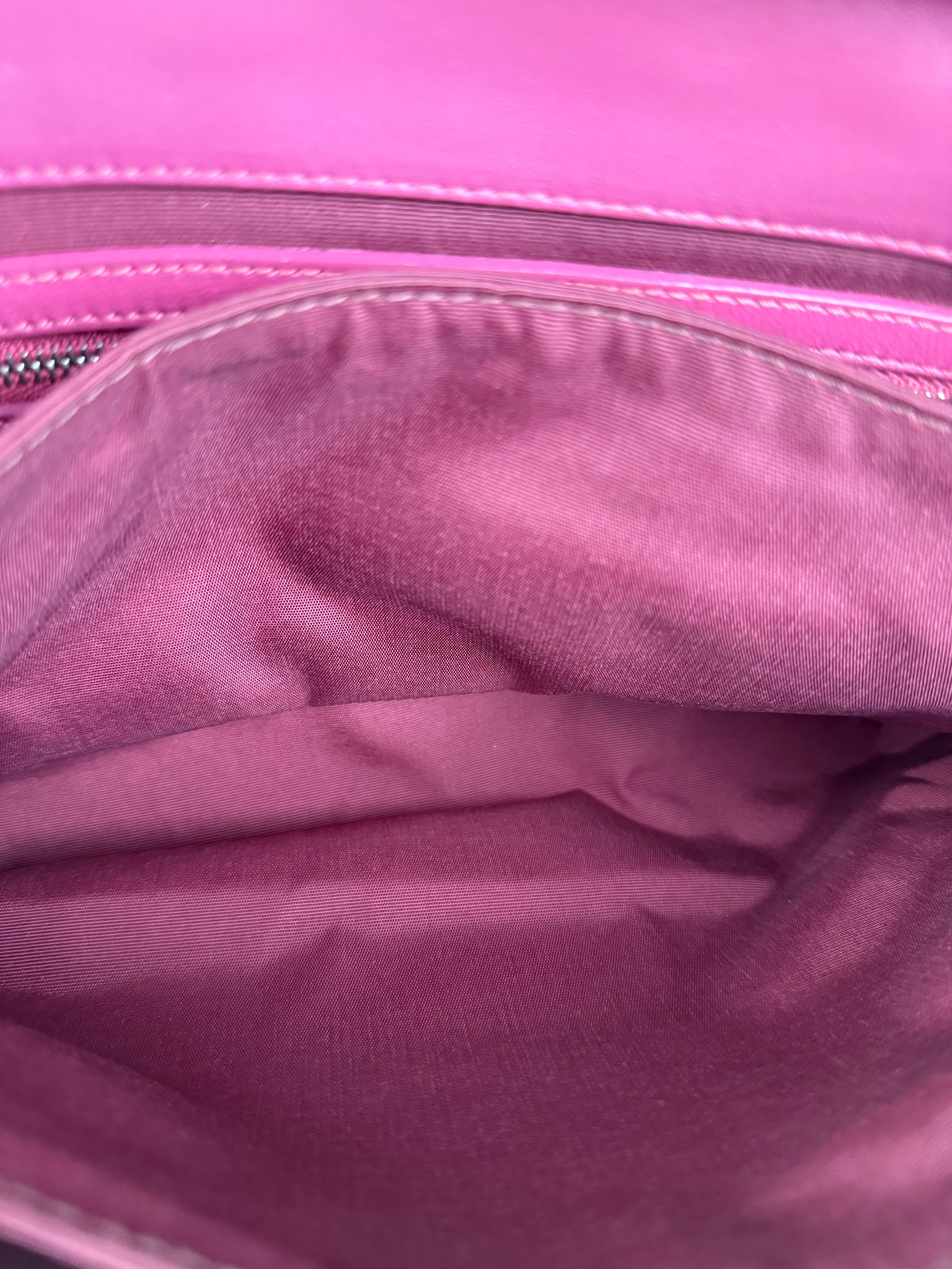 Christian Dior Purple Ruffle Leather New Lock Flap Bag