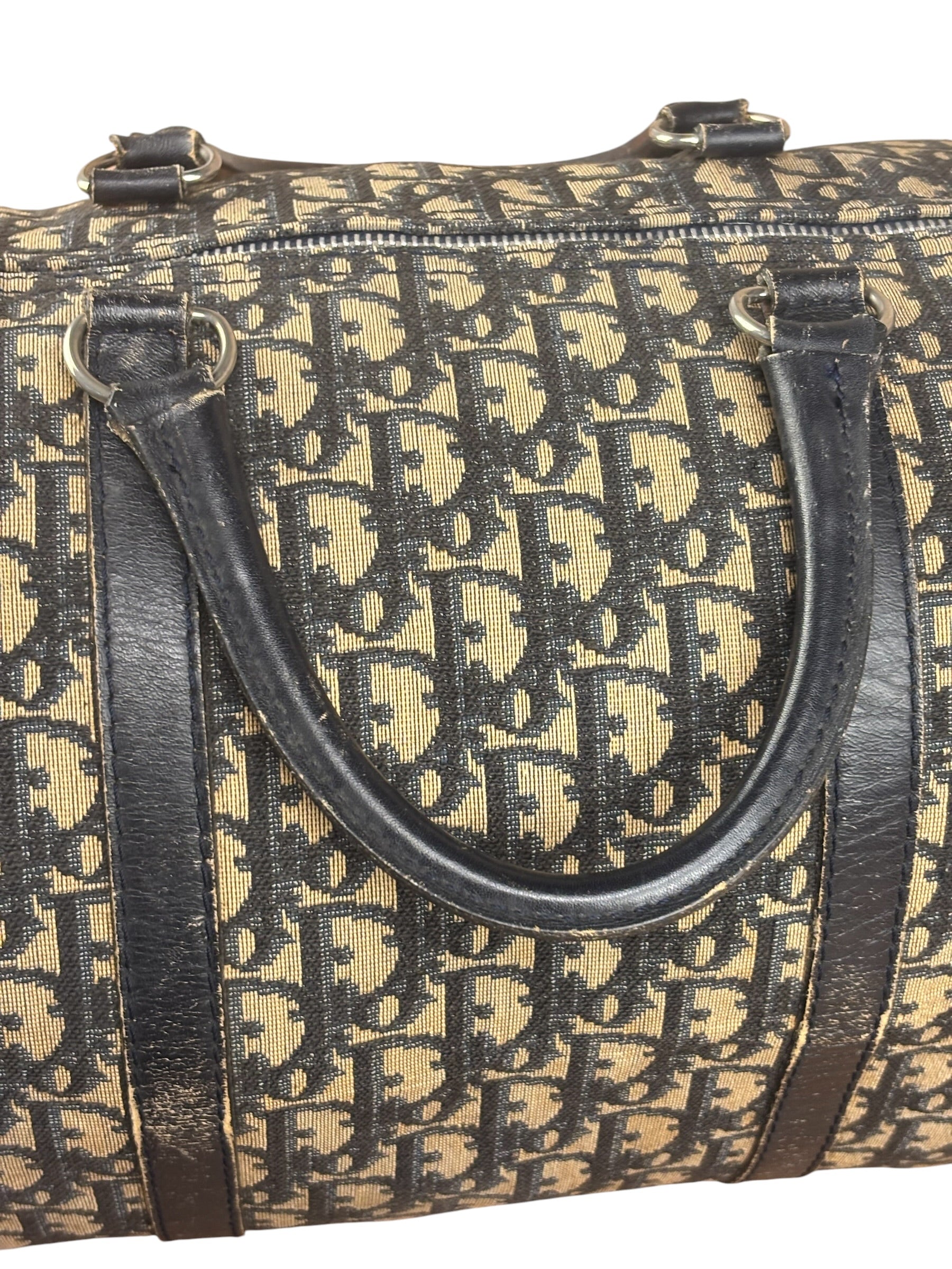 Christian Dior Vintage Navy Blue Trotter Boston Bag