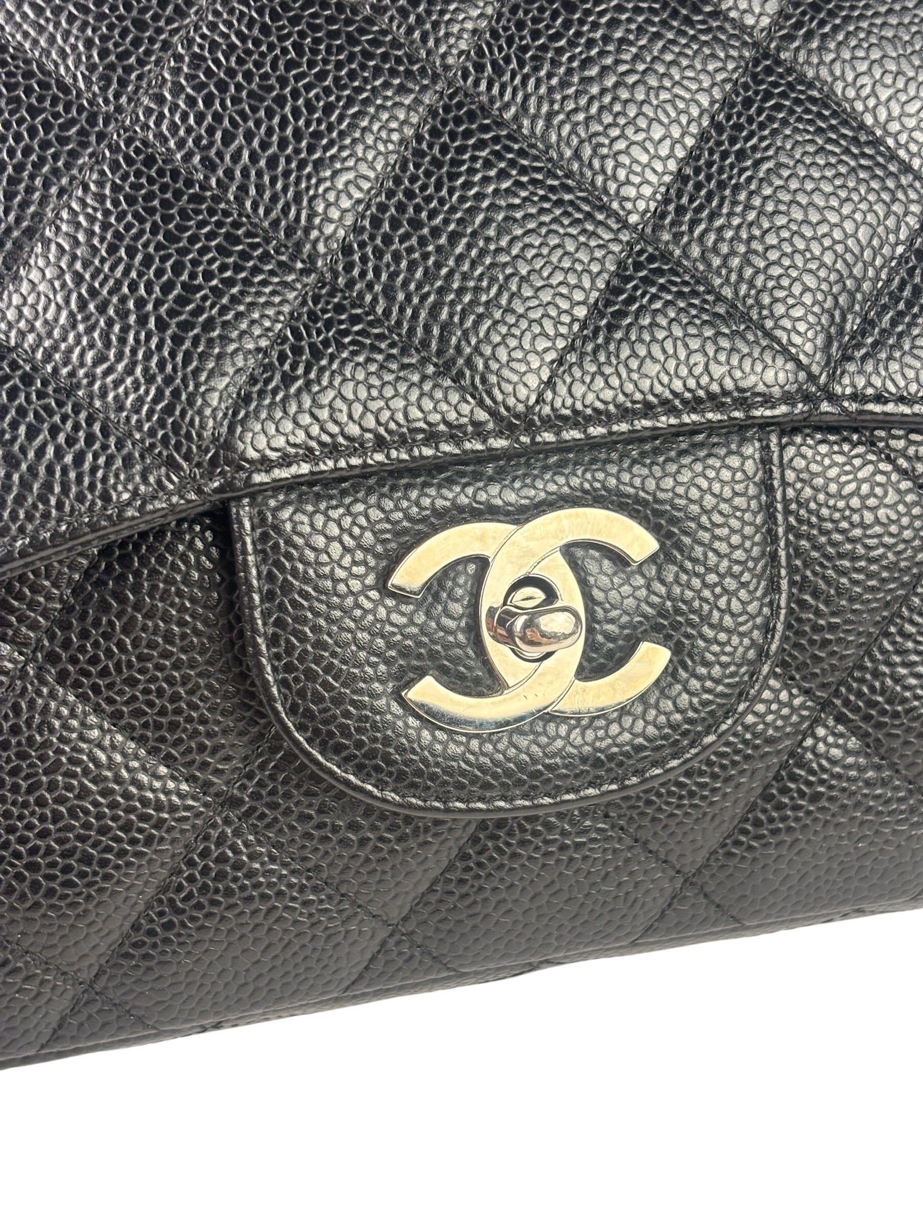 Chanel Black Caviar Quilted Flap Large Flap Bag 2006