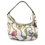 Gucci Vintage Printed Satin Silk Charmy Hobo Bag