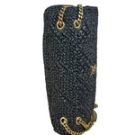 YSL Black Raffia Leather Trim Jamie Chain Shoulder Bag
