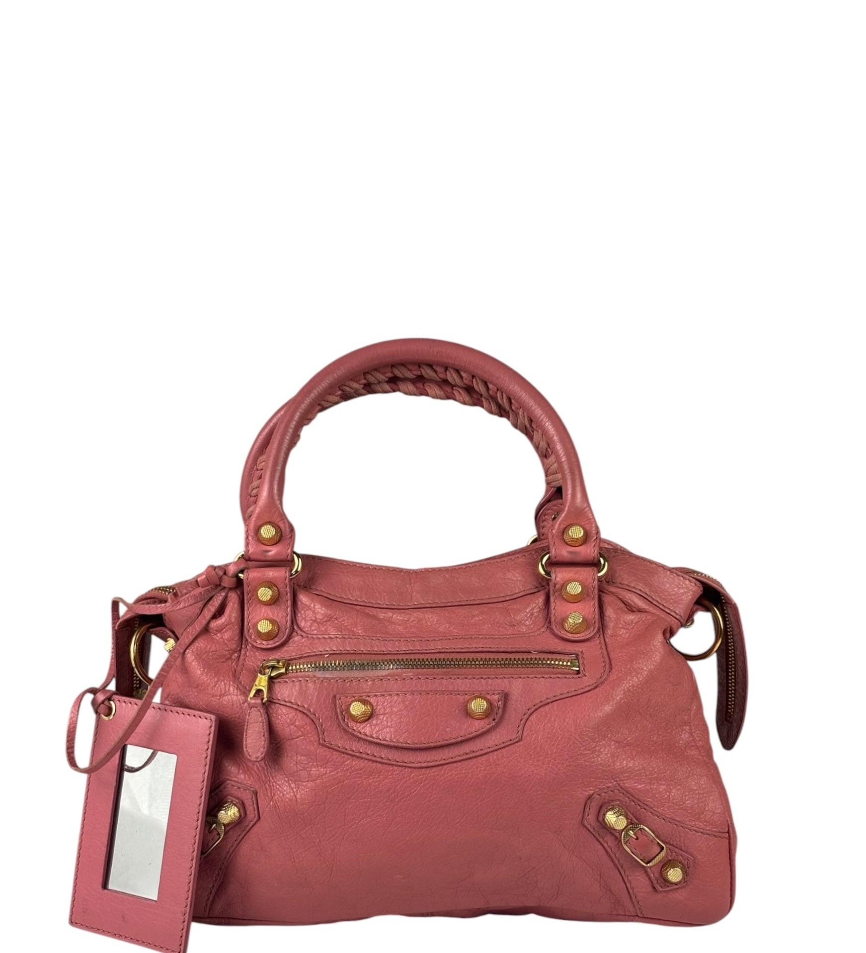 Balenciaga Pink Lambskin Velo Moto Two-Way Bag
