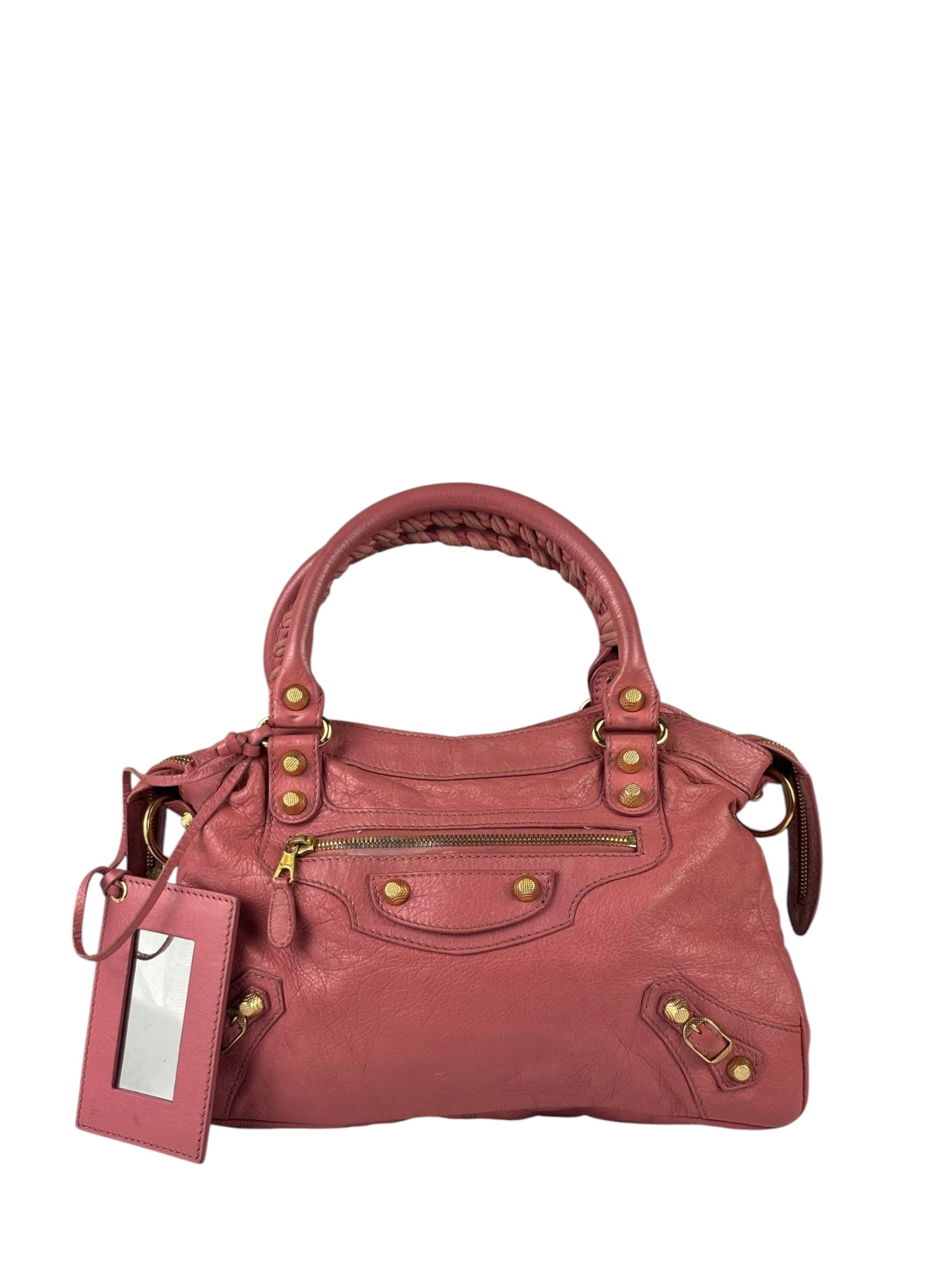 Balenciaga Pink Lambskin Velo Moto Two-Way Bag