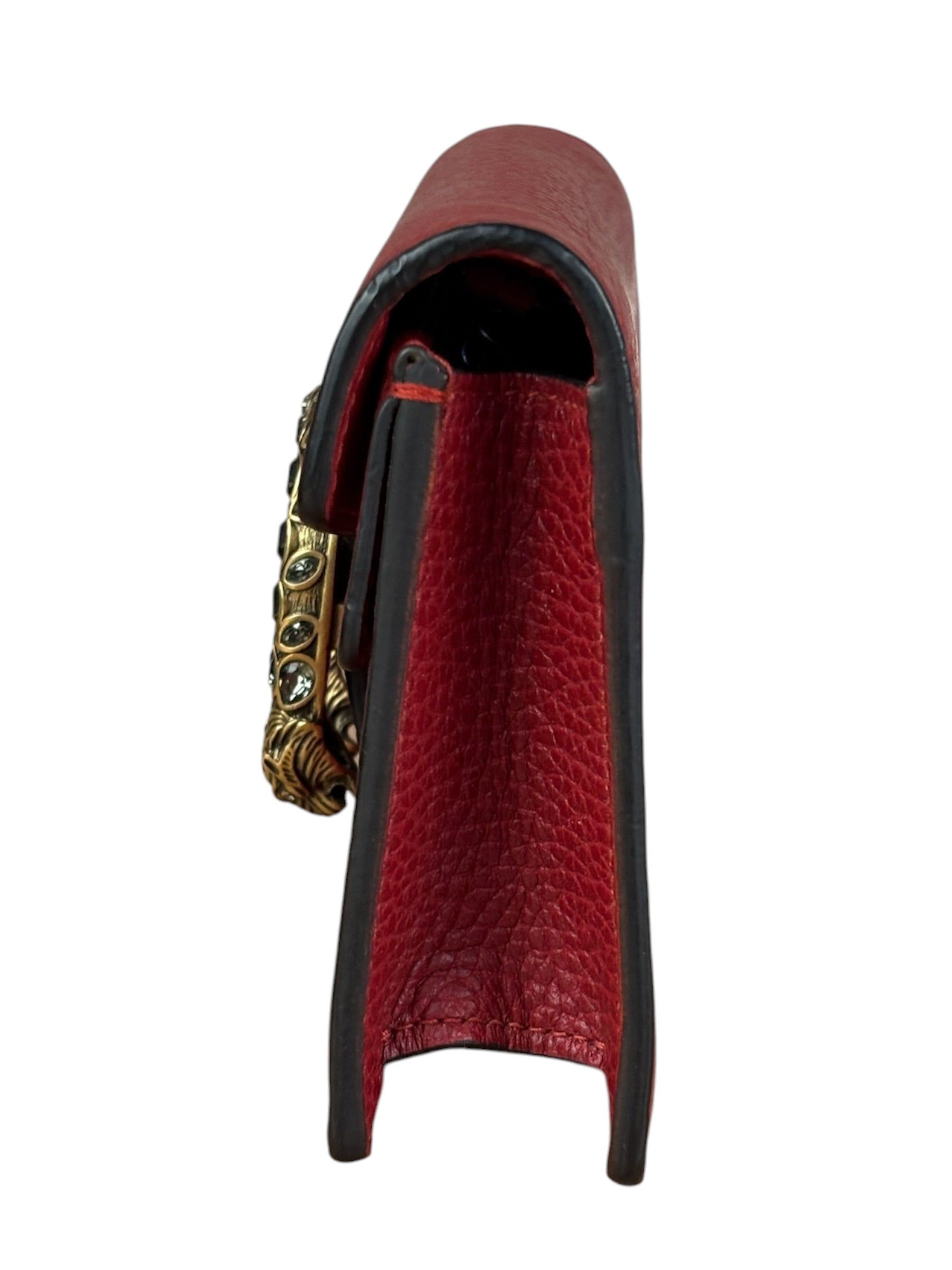 Gucci Red Leather Dionysus Super Mini Chain Crossbody Bag
