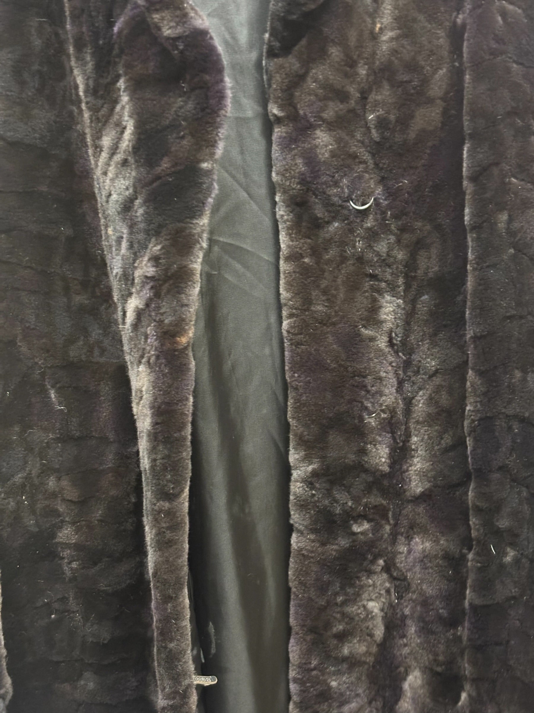 Saga Purple Ranched Mink Fur Long Coat