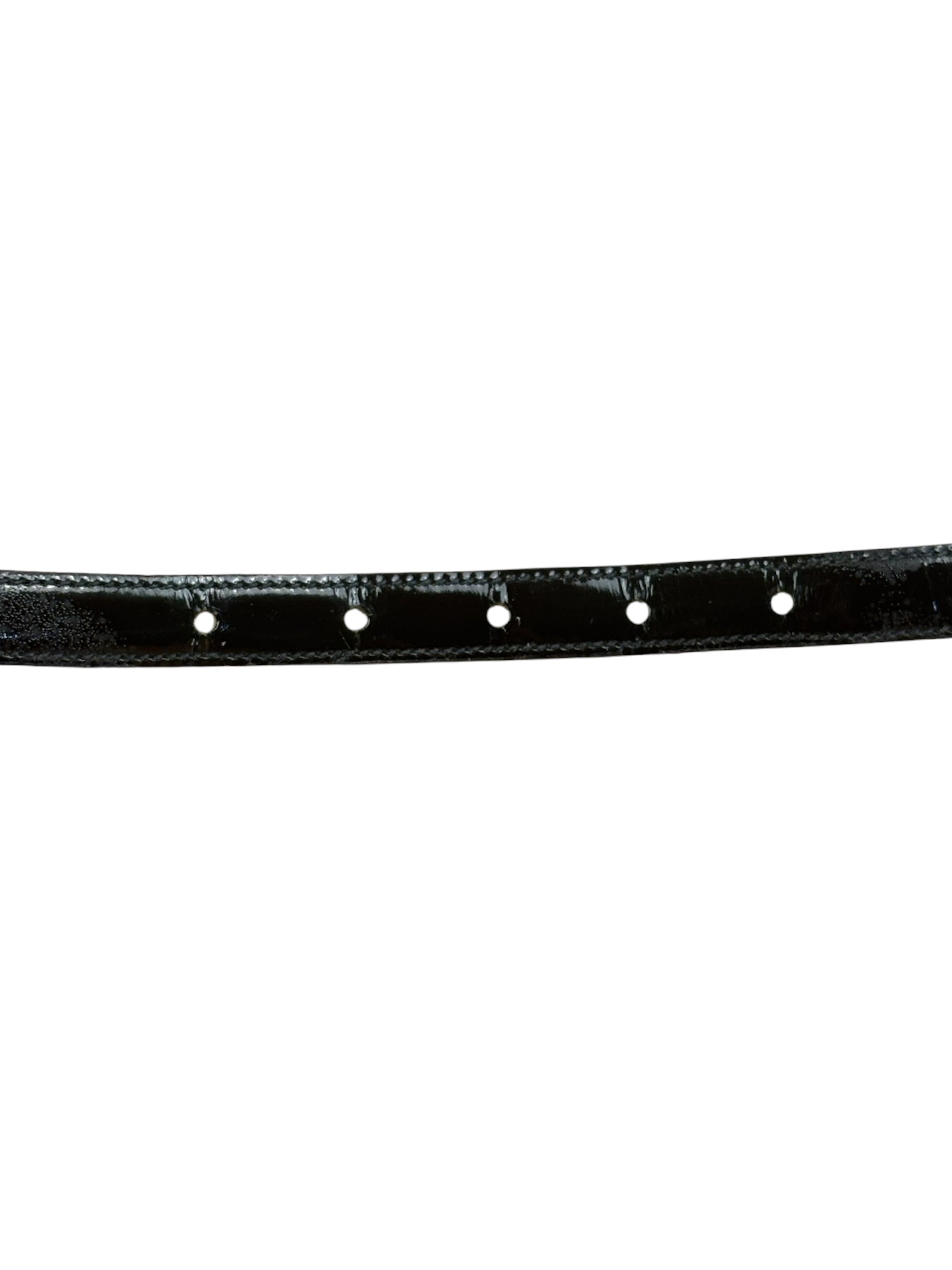 Celine Vintage Black Leather Horse Carriage Rectangular Plate Buckle Belt