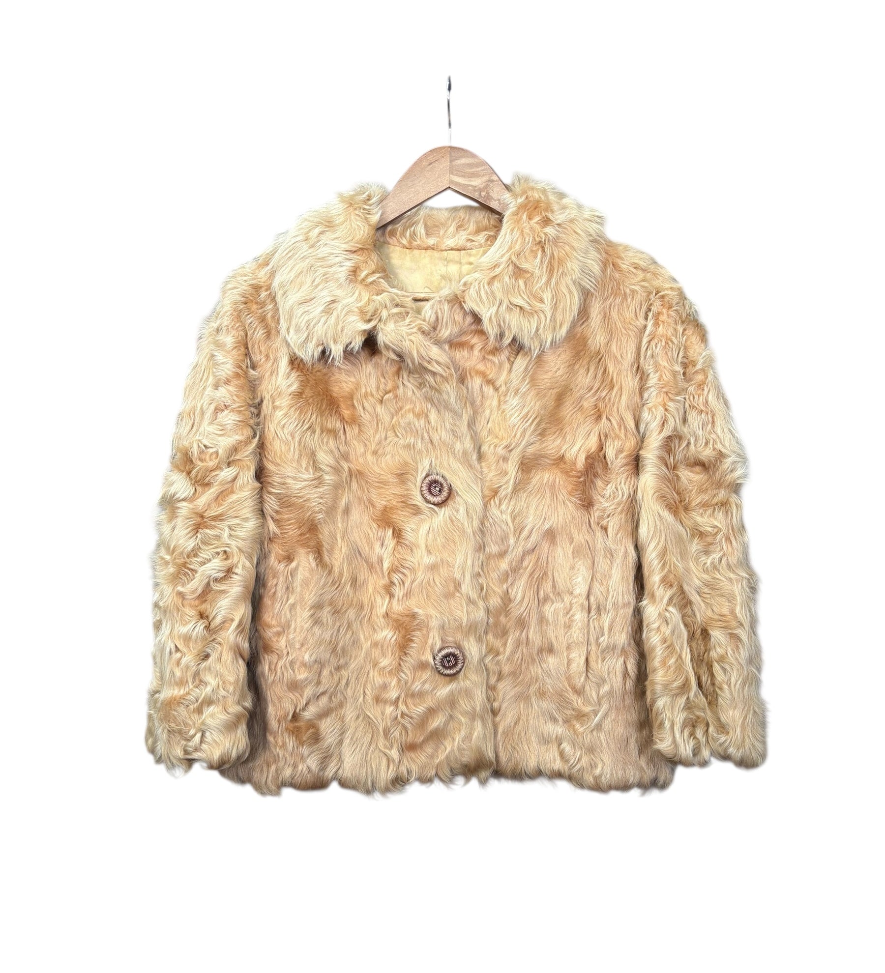 Vintage Brown Curly Shag Fur Coat