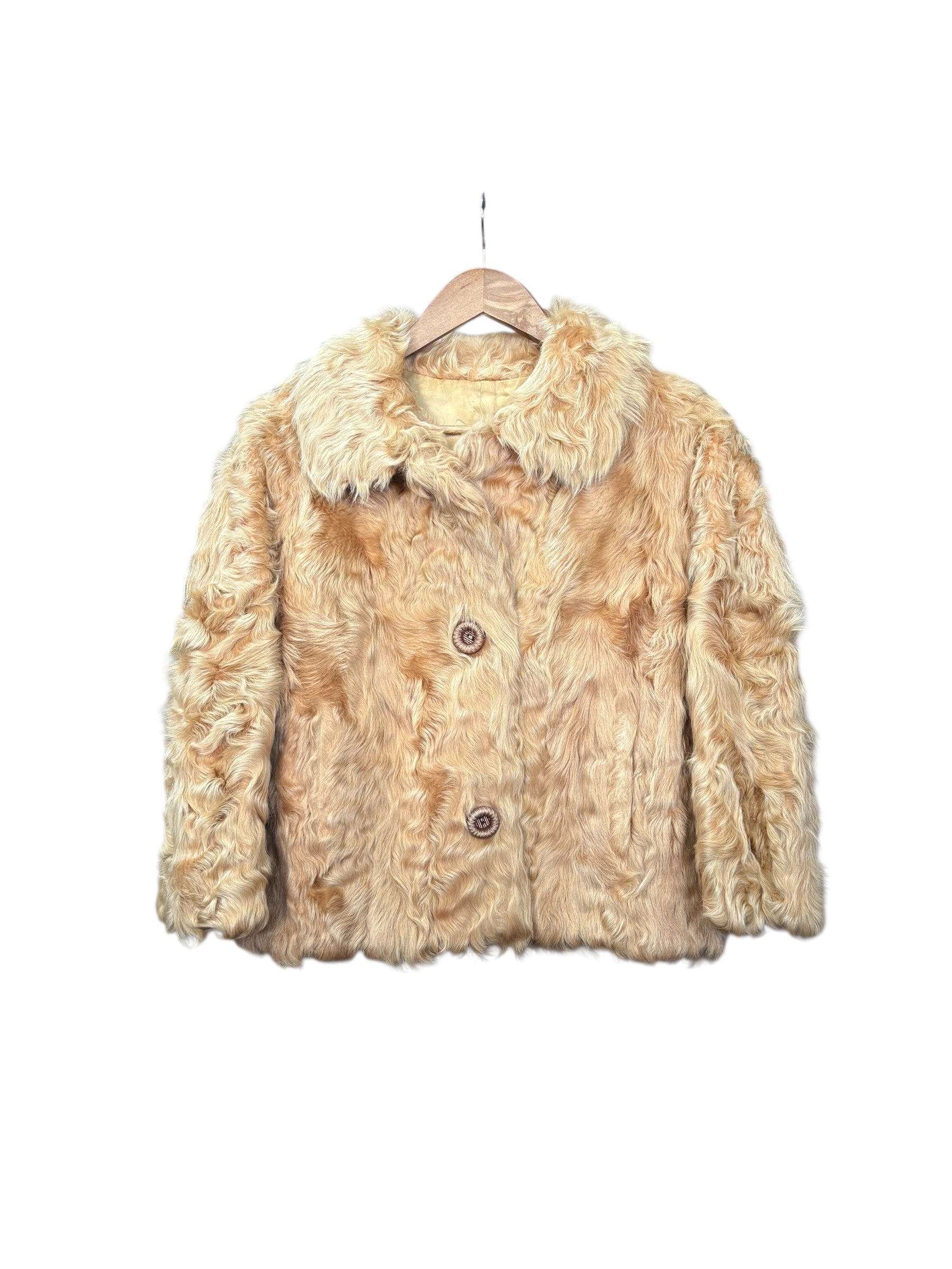 Vintage Brown Curly Shag Fur Coat