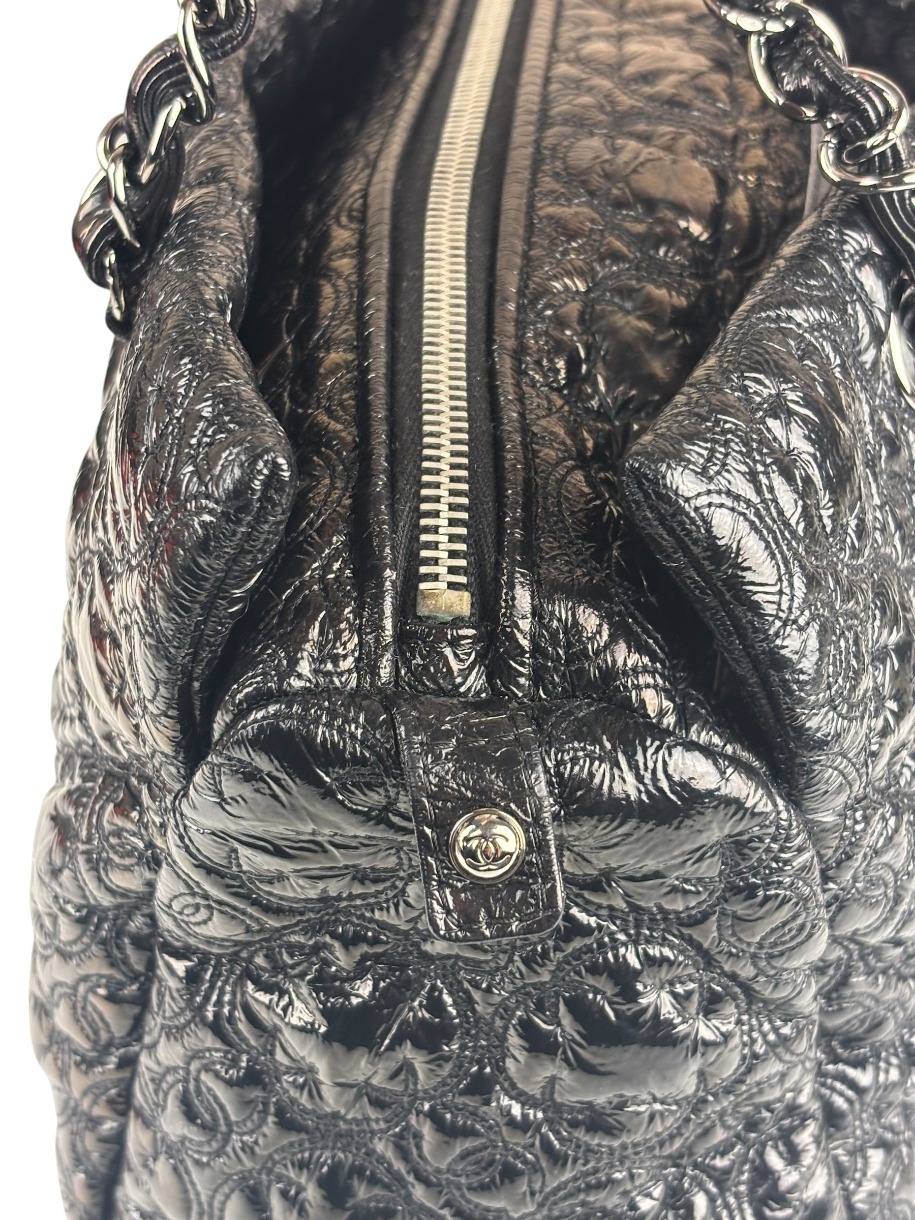 Chanel Black Leather Rock In Moscow Patent Chain Tote Bag 2008