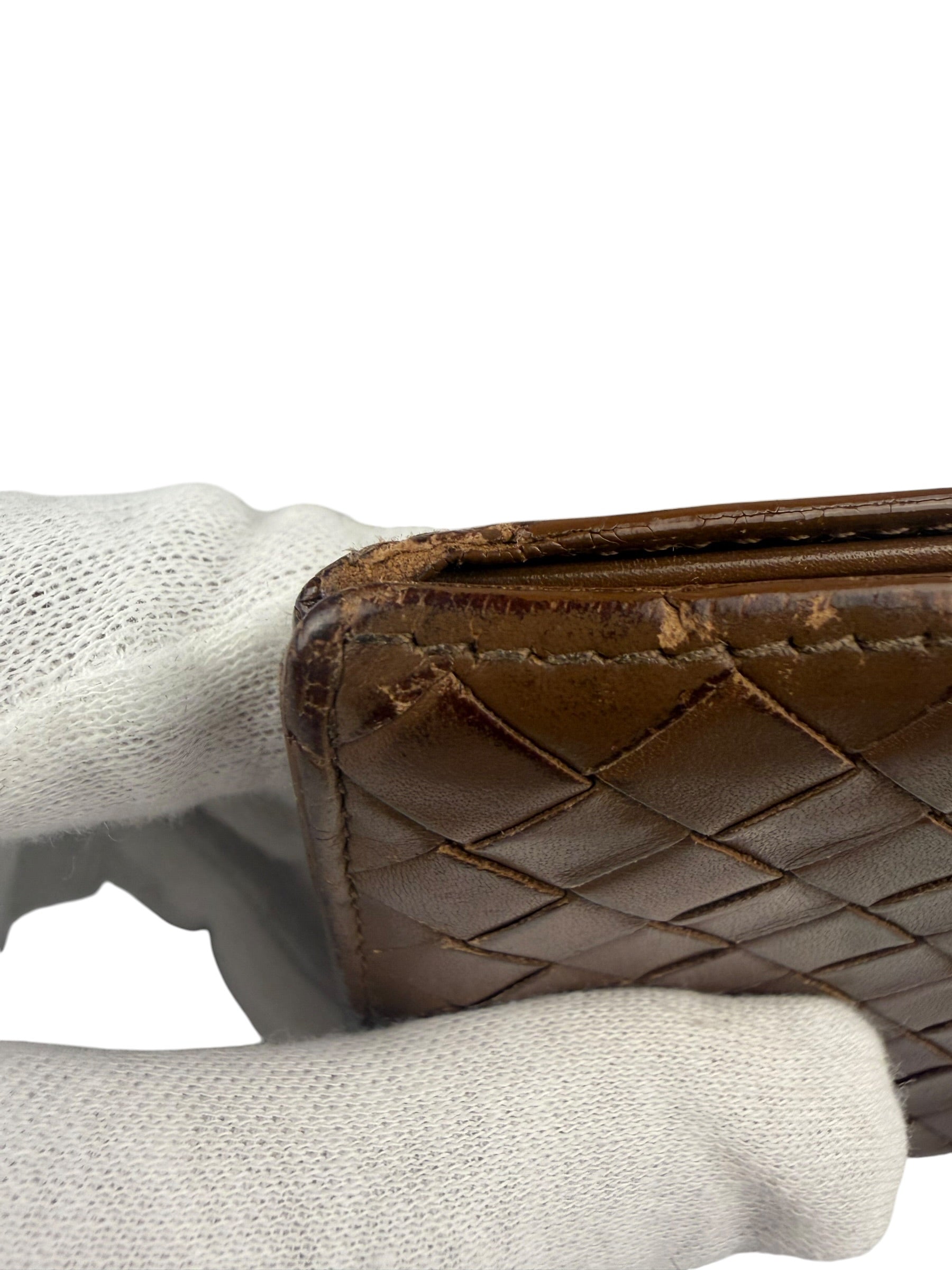 Bottega Veneta Brown Intercciato Bifold Wallet