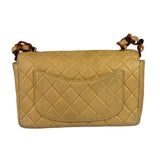 Chanel Beige Quilted Lambskin Tortoiseshell Chain Flap 1996