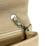 Chanel Vintage Beige Jersey Quilted Classic Flap Bag