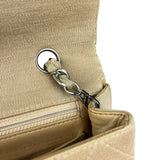 Chanel Vintage Beige Jersey Quilted Classic Flap Bag