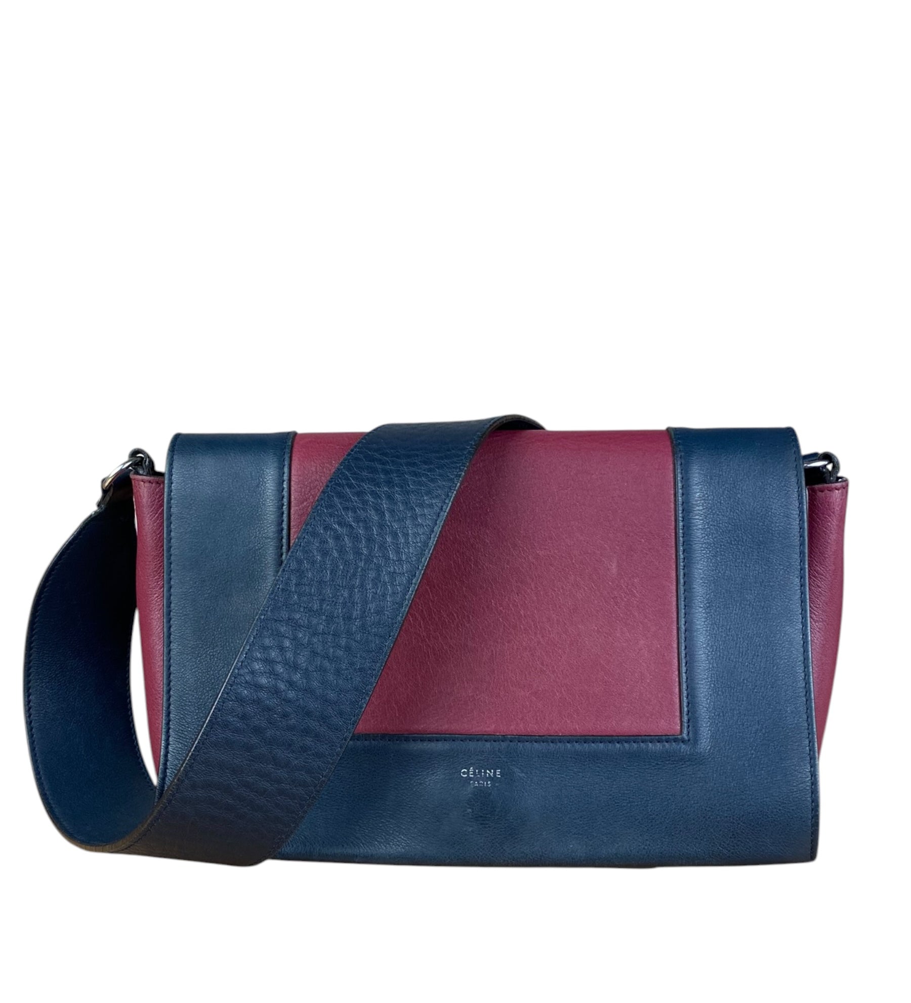 Celine Blue/Plum Leather Medium Frame Shoulder Bag