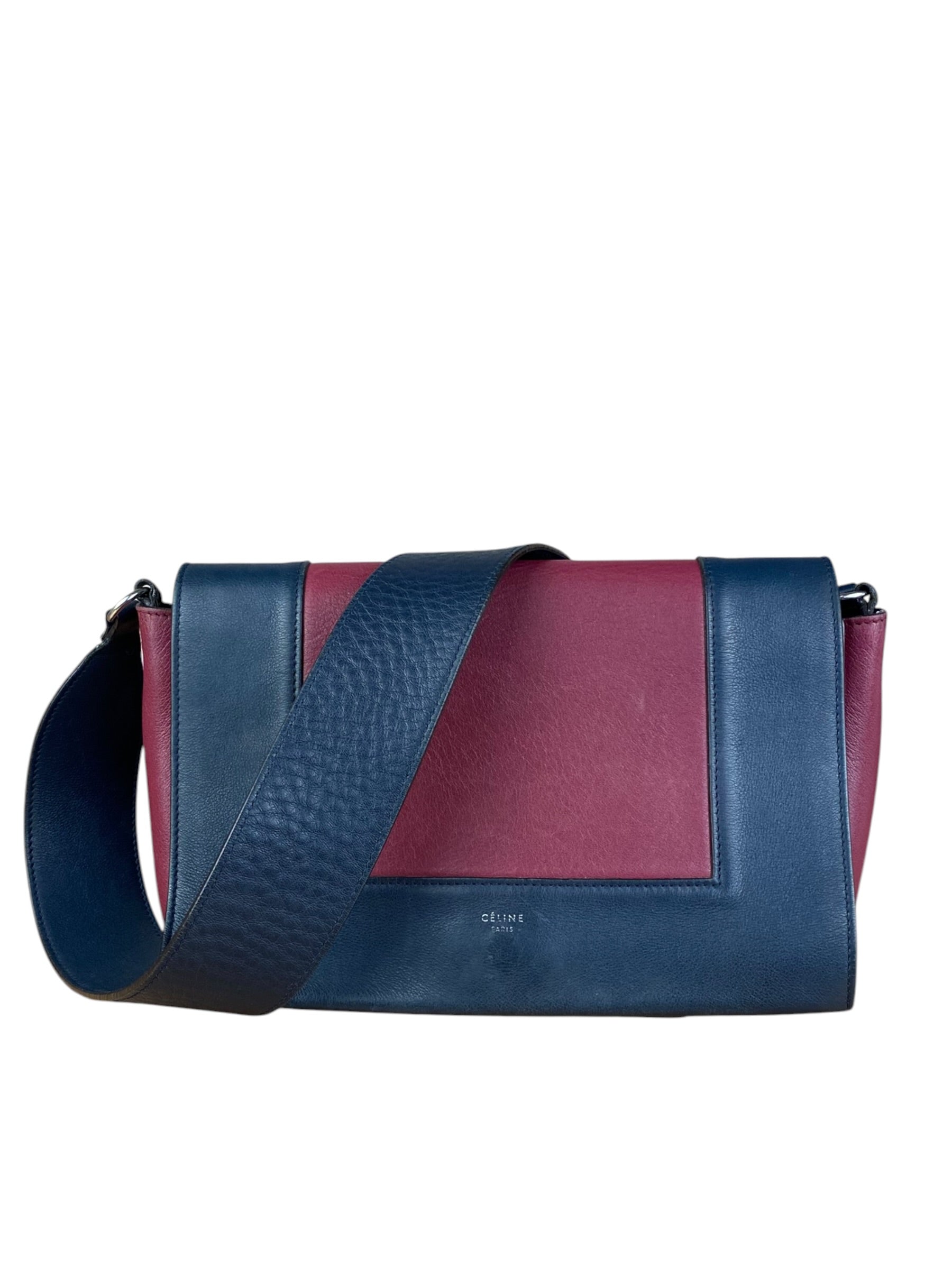 Celine Blue/Plum Leather Medium Frame Shoulder Bag