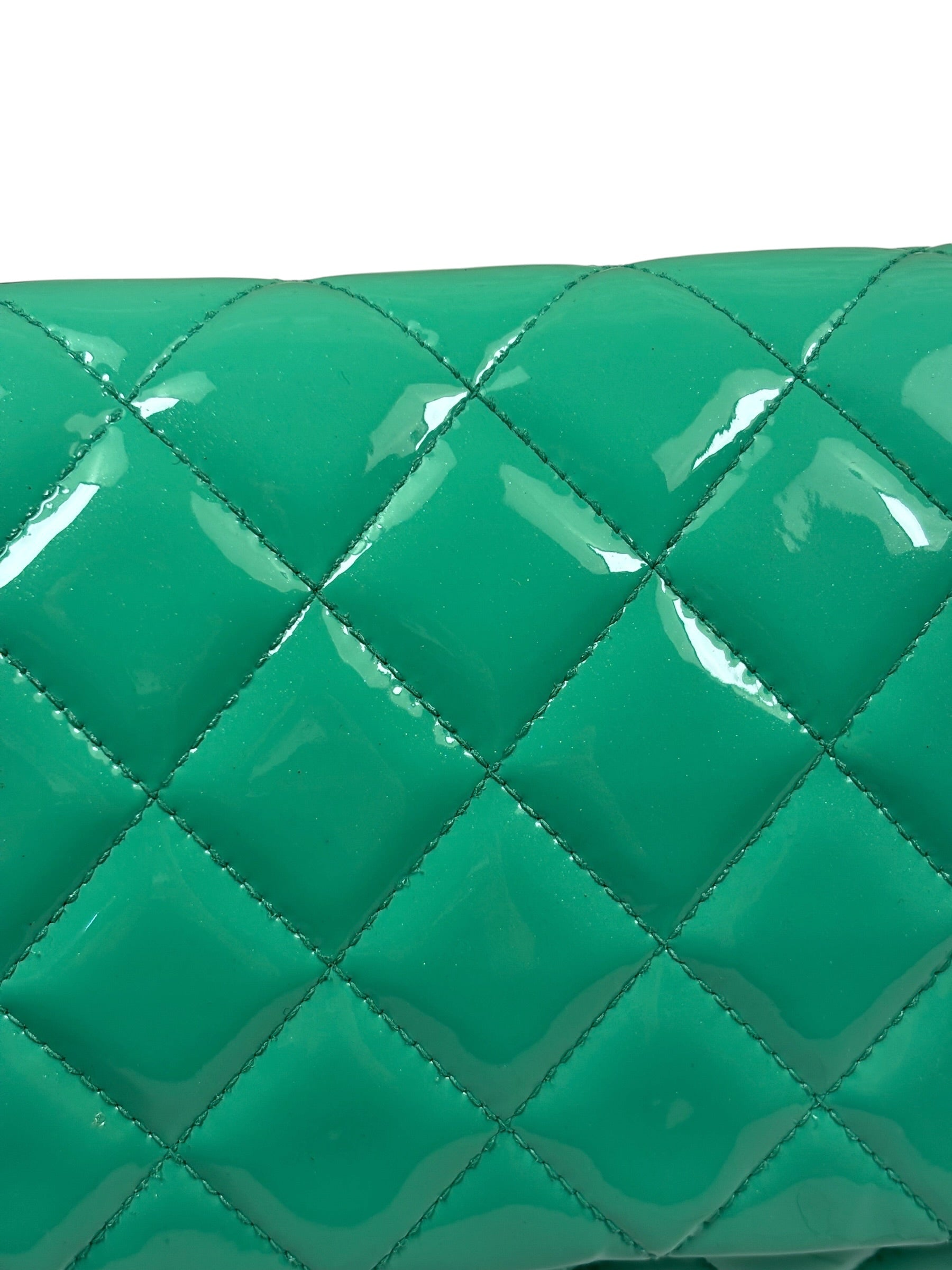 Chanel Green Quilted Patent Leather Flap Bag 2012