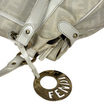 Fendi White Leather PVC Coated Zucca Spalmati Chef Shoulder Bag