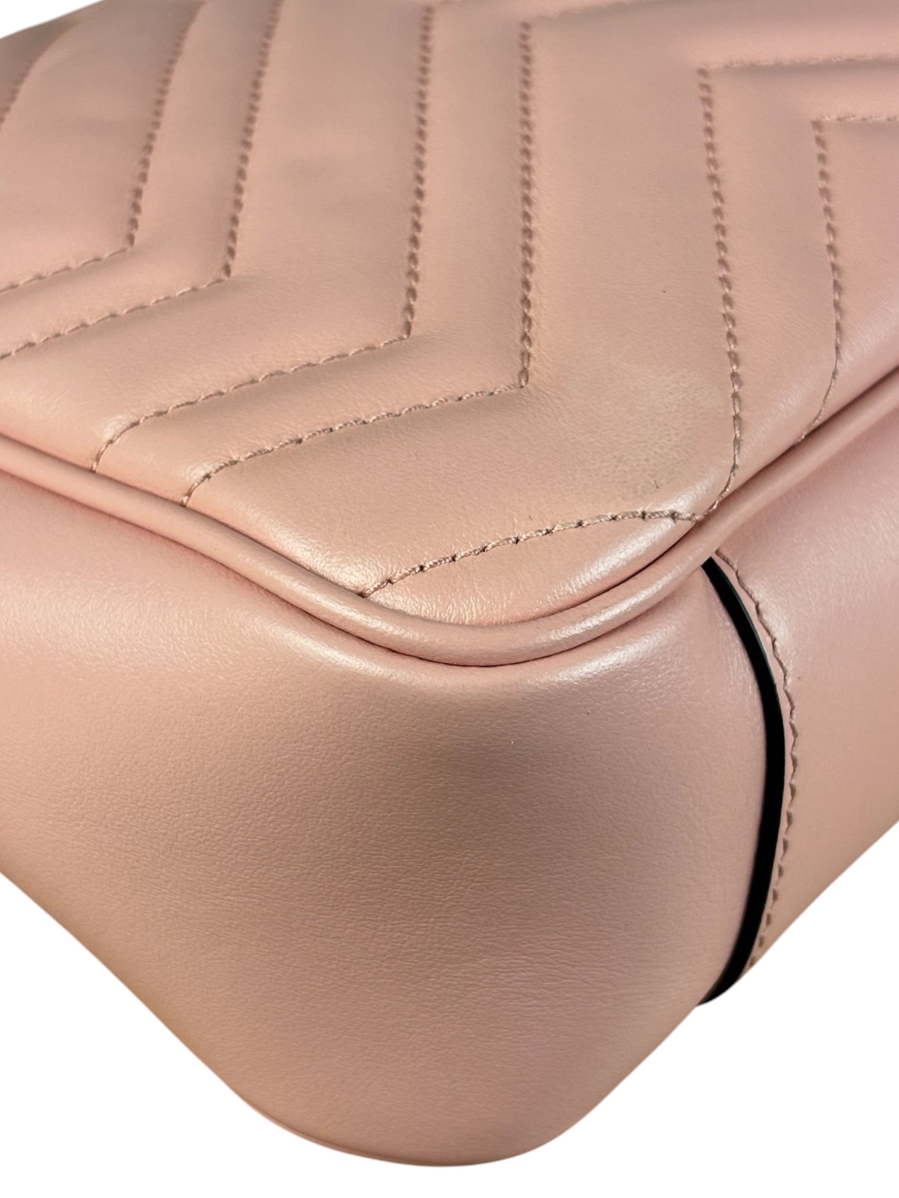 Gucci Pink Leather GG Marmont Shoulder Bag