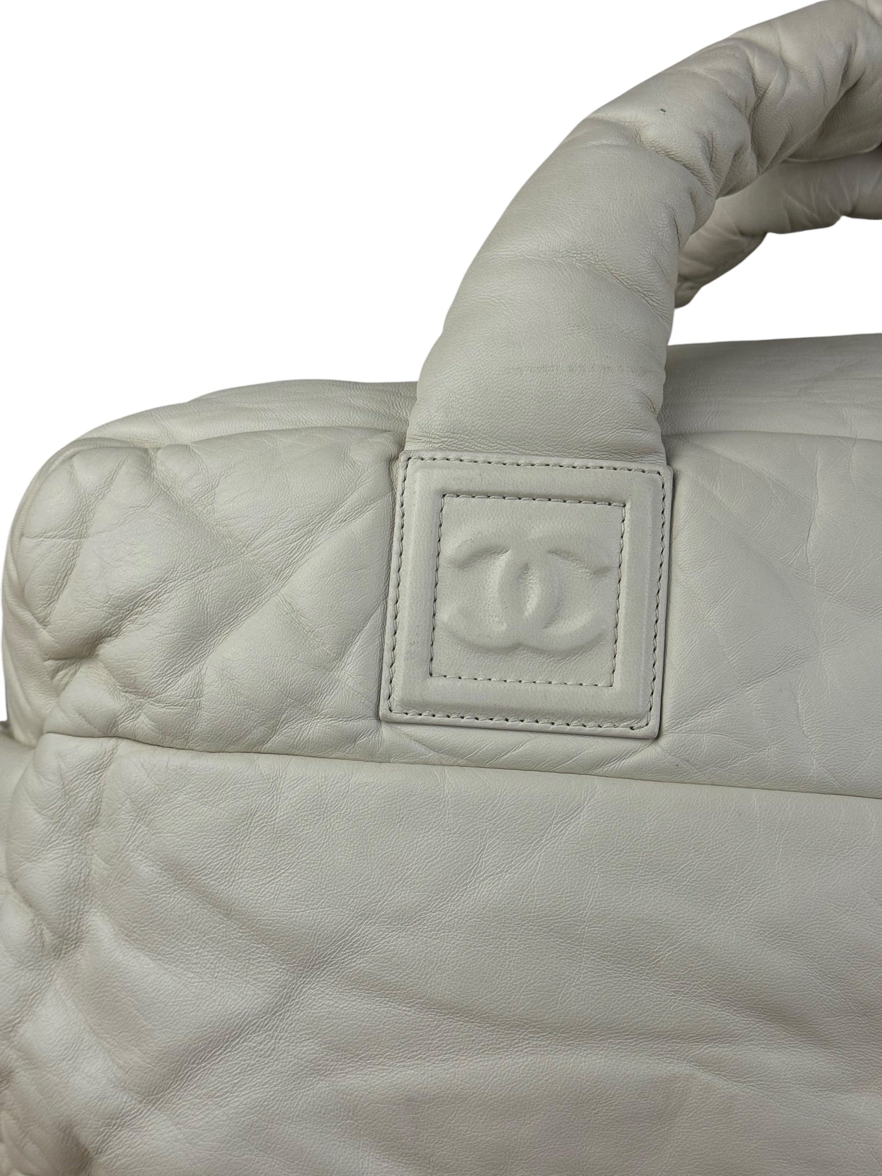 Chanel Coco Cocoon Ivory Puff Leather Boston Handbag 2009