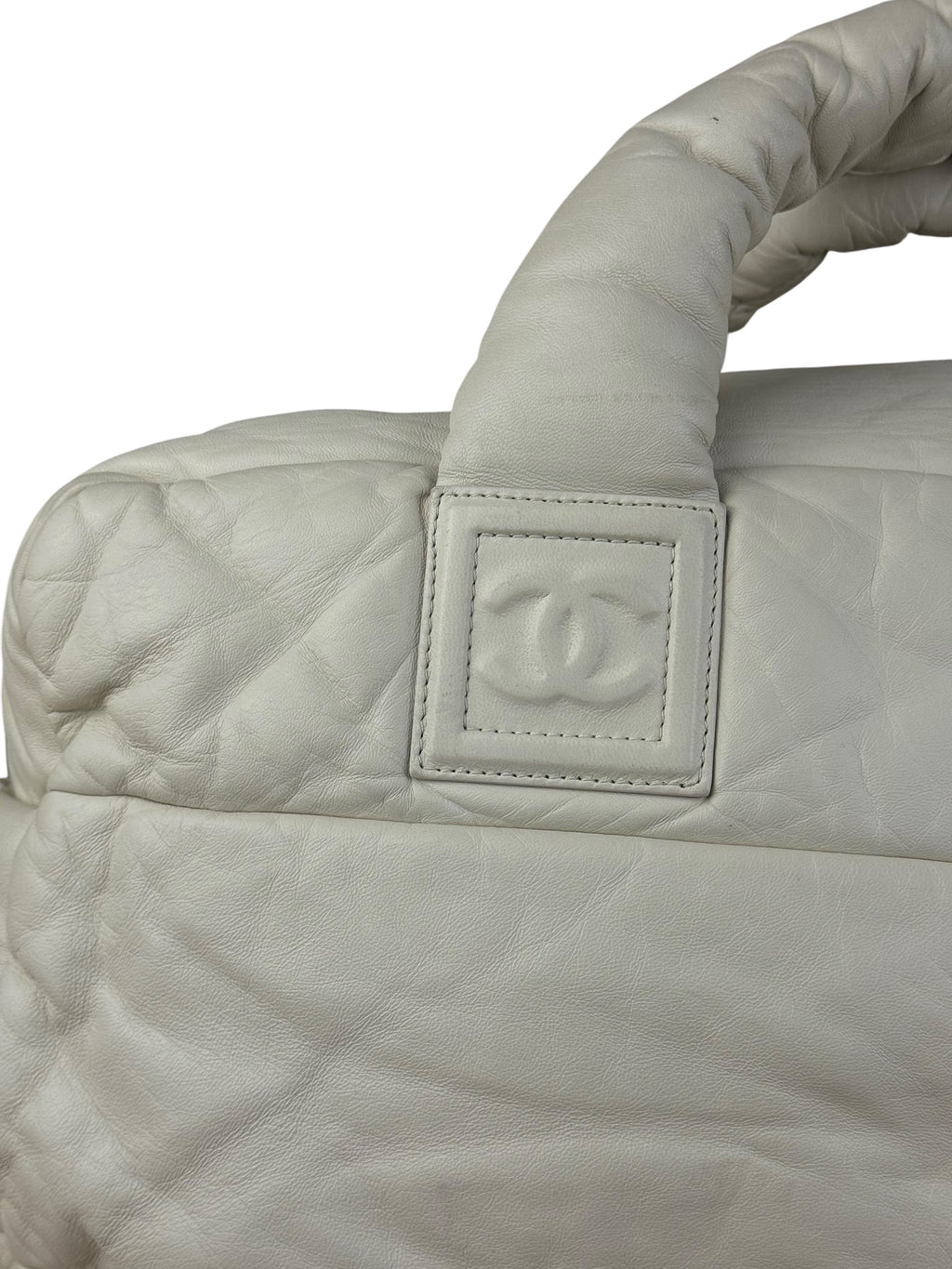Chanel Coco Cocoon Ivory Puff Leather Boston Handbag 2009