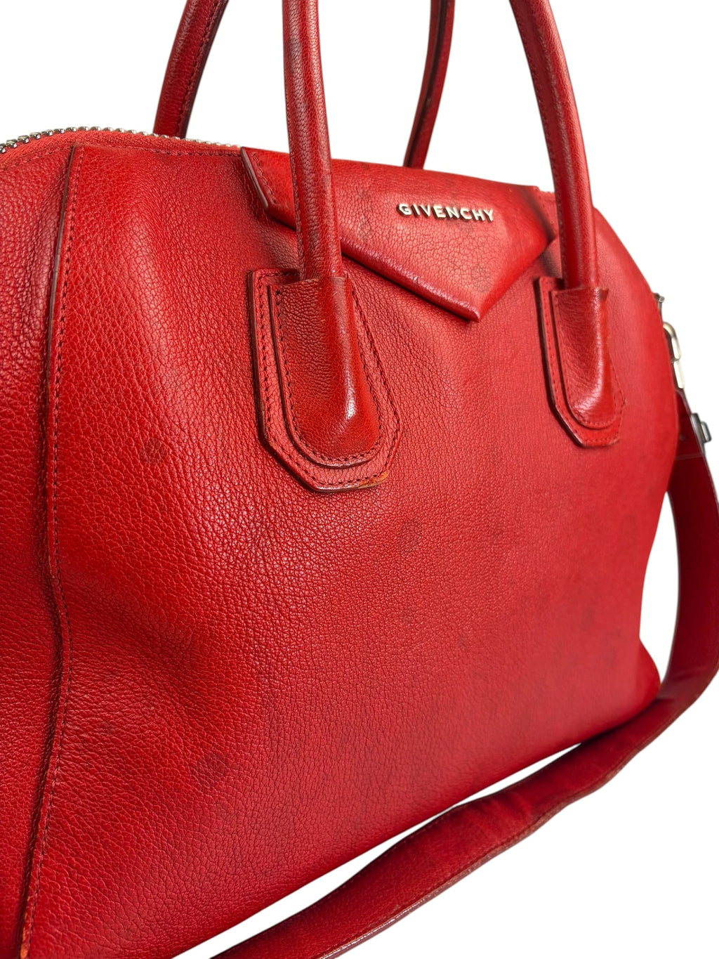 Givenchy Red Glazed Leather Medium Antigona Two-Way Bag