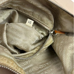 Prada Beige Cloth/Patent Leather Trim Shoulder Bag