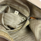 Prada Beige Cloth/Patent Leather Trim Shoulder Bag