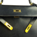 Hermes Kelly 32 Black Box Leather 1991