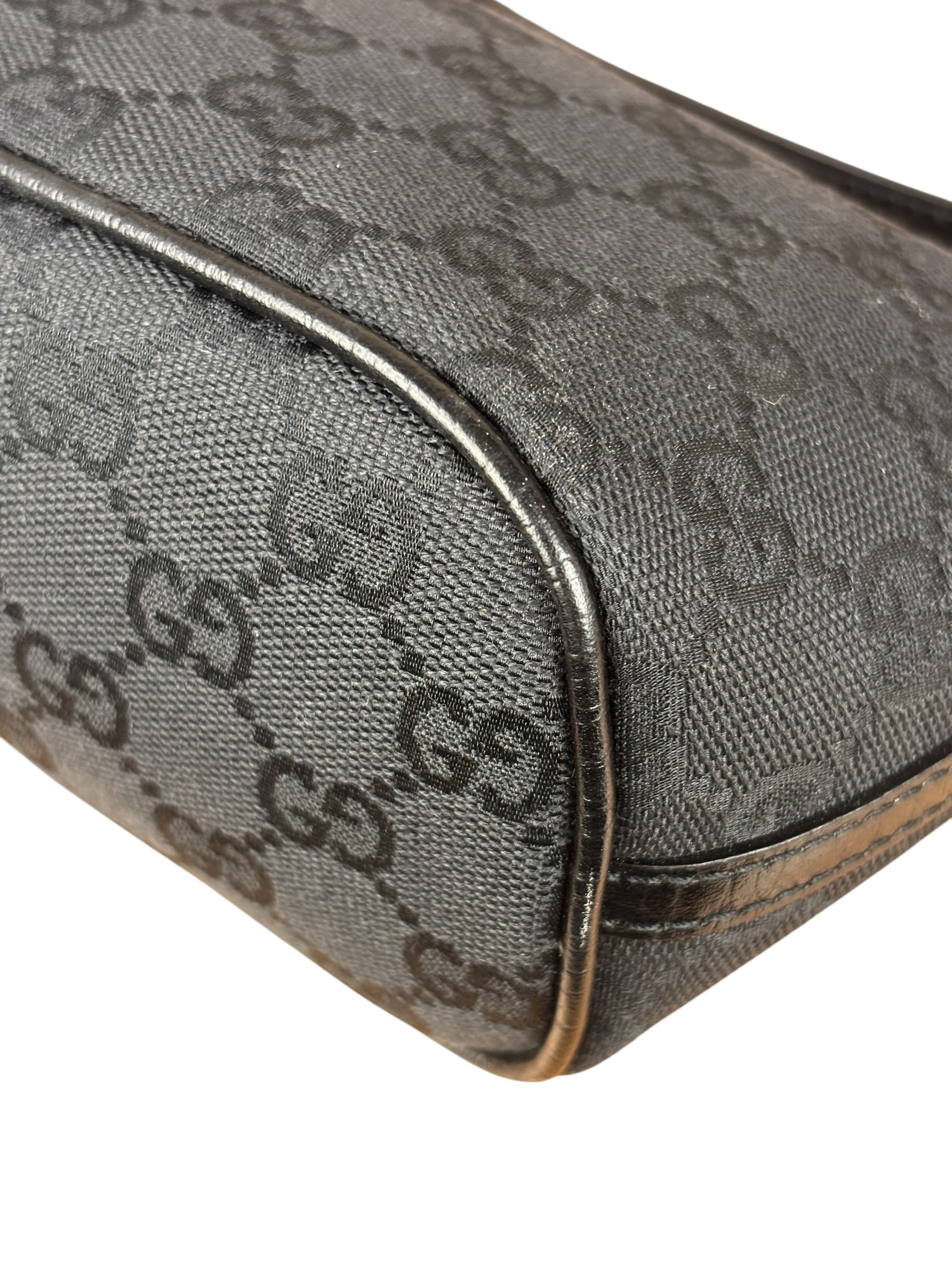 Gucci GG Vintage Black Canvas Monogram Boat Pochette