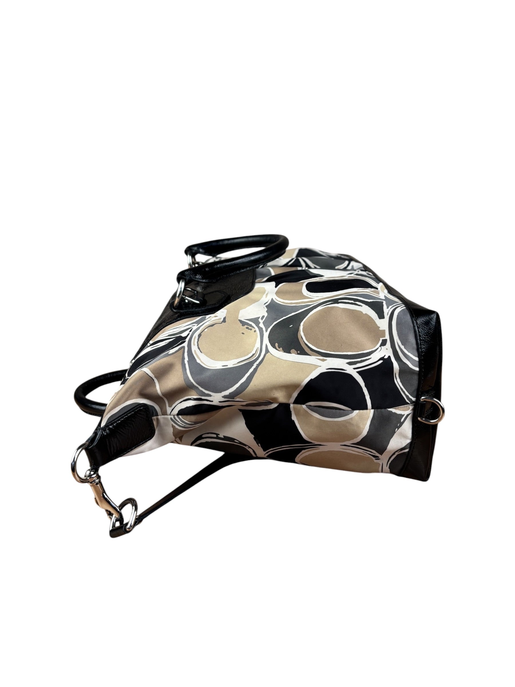 Coach Vintage Trim Leather Hand Drawn Scarf Print Satchel Two-Way Bag