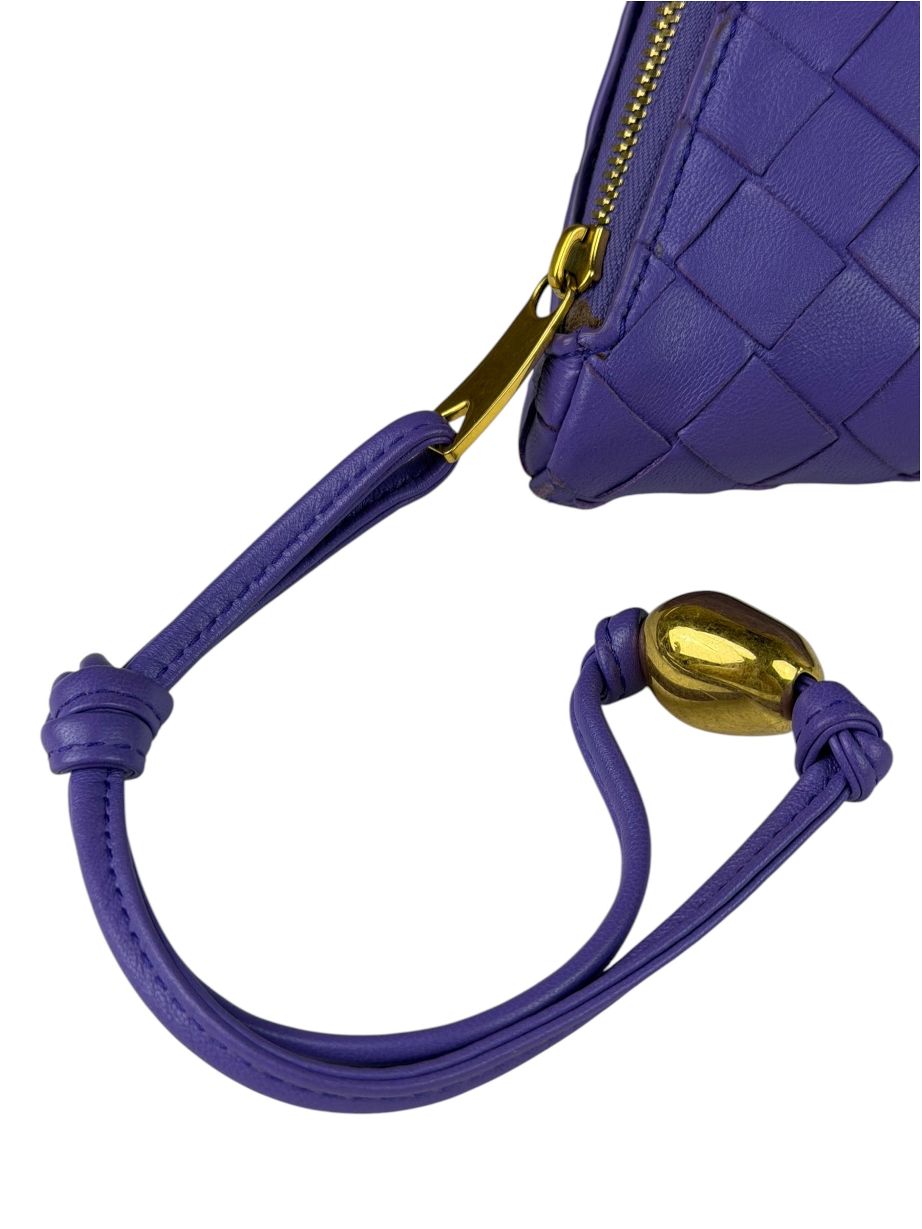Bottega Veneta Purple Leather Nano Pyramid Pouch