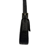 Fendi Black Leather 3D Logo Embossed Baguette