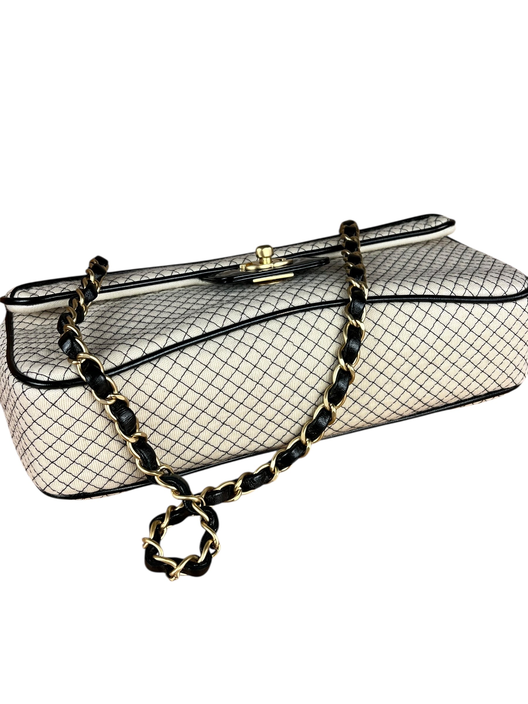 Chanel East West Beige Jersey Flap Bag 2002