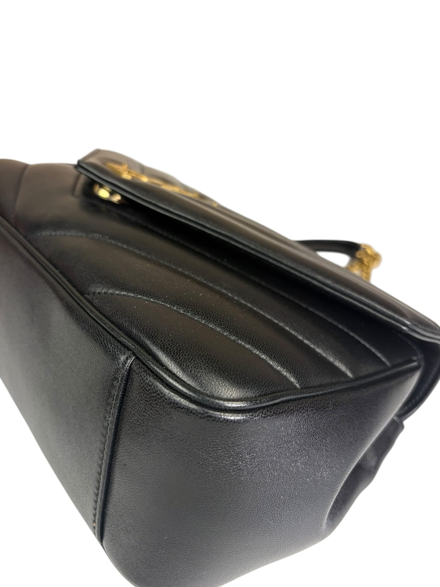 YSL Black Lambskin Matelasse Medium Loulou Shoulder Bag