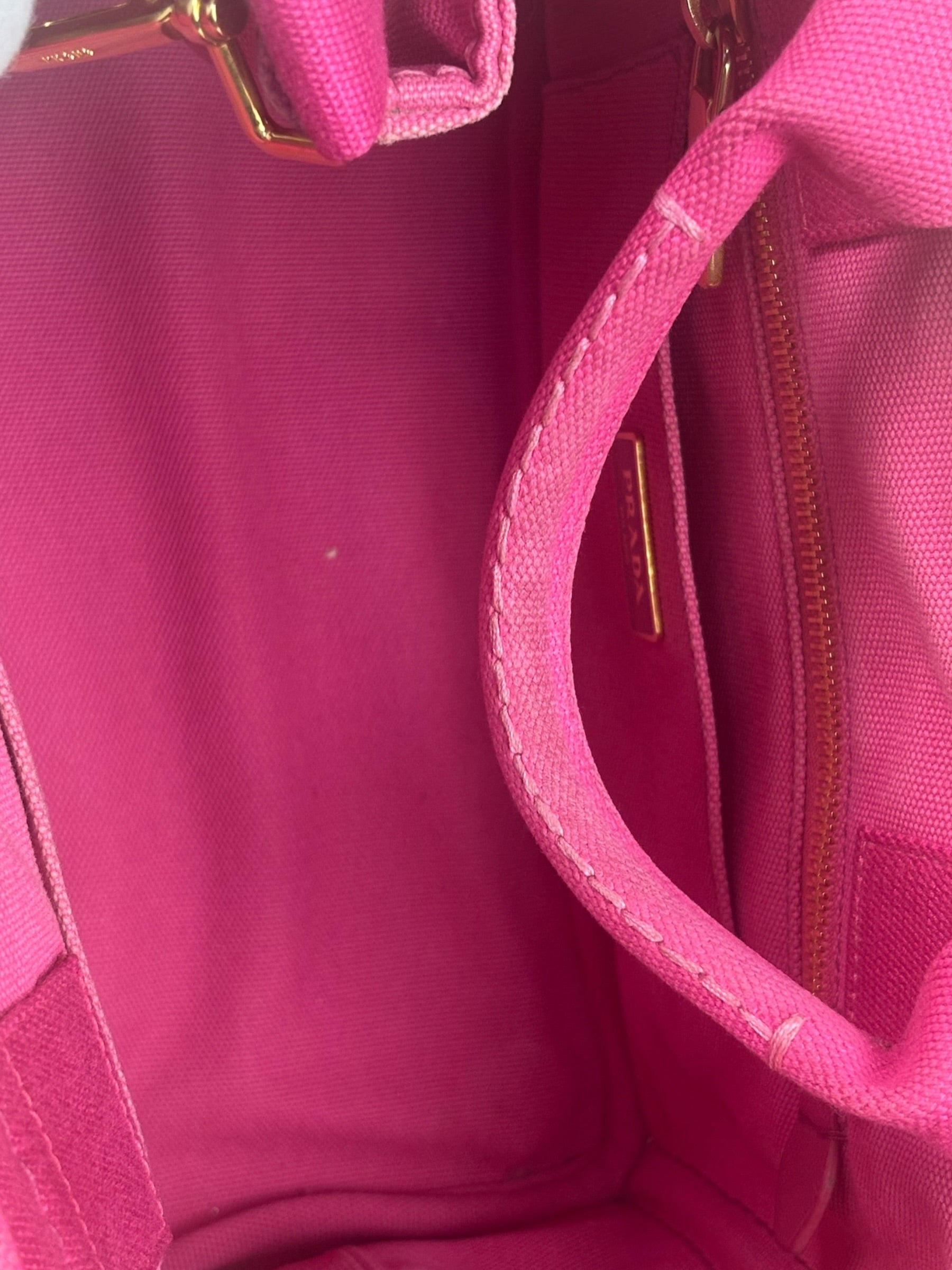 Prada Pink Canvas Canapa Hand Bag