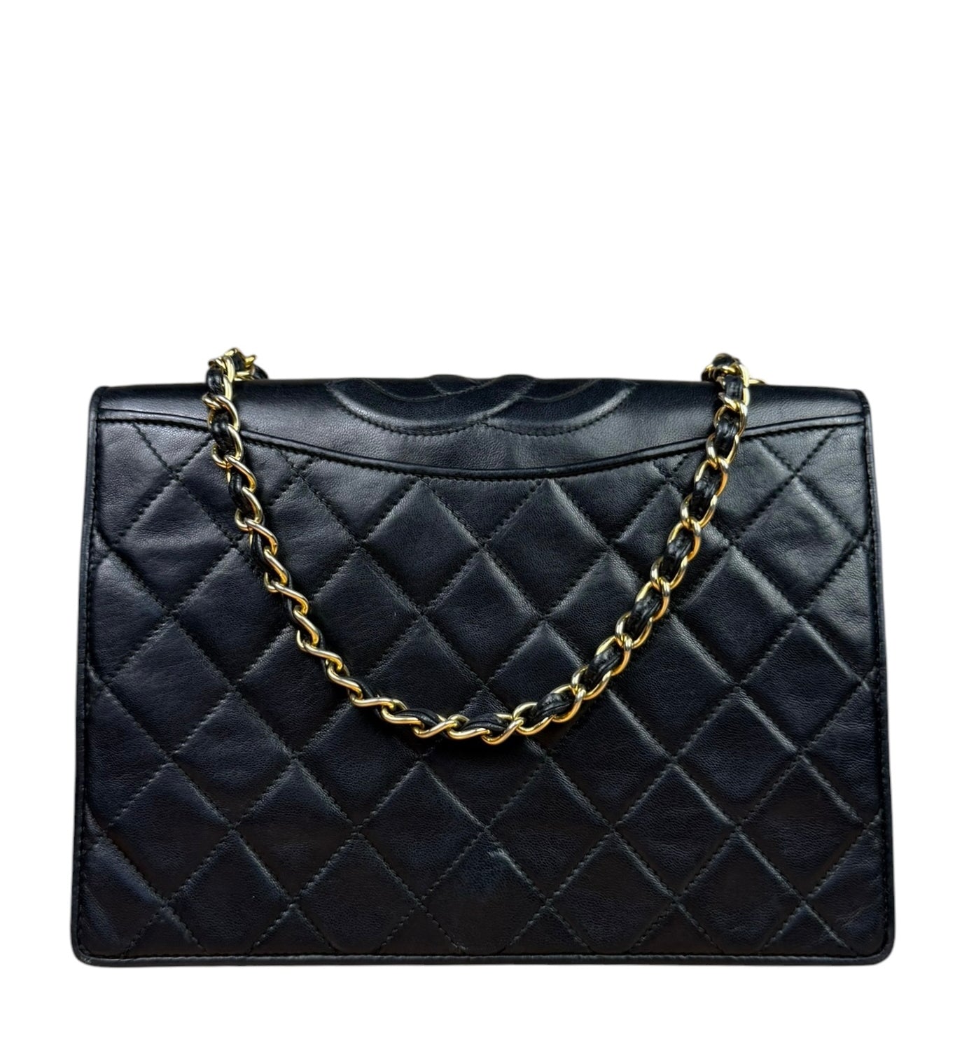 Chanel Black Diamond Stitch CC Timeless Chain Flap Bag '89-'91