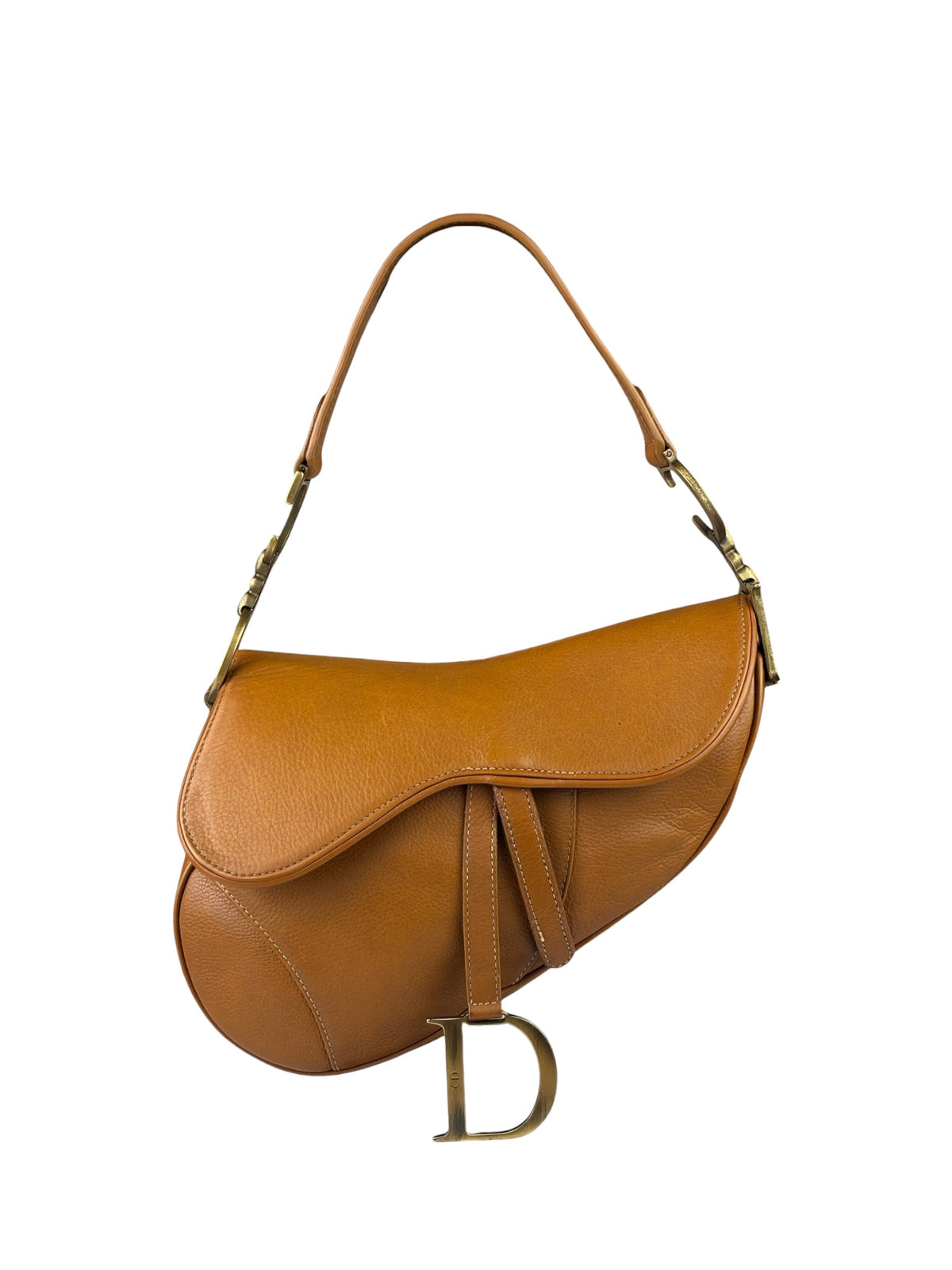 Christian Dior Tan Brown Leather Medium Saddle Bag
