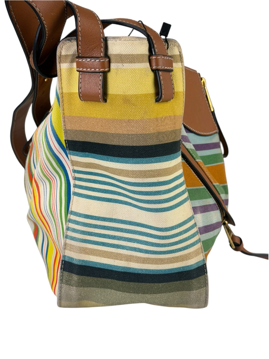 Loewe Colorblock Leather Trim Stripes Small Hammock Crossbody Bag
