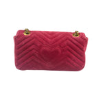 Gucci GG Marmont Matelasse Velvet Small Pink Chain Bag