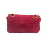 Gucci GG Marmont Matelasse Velvet Small Pink Chain Bag