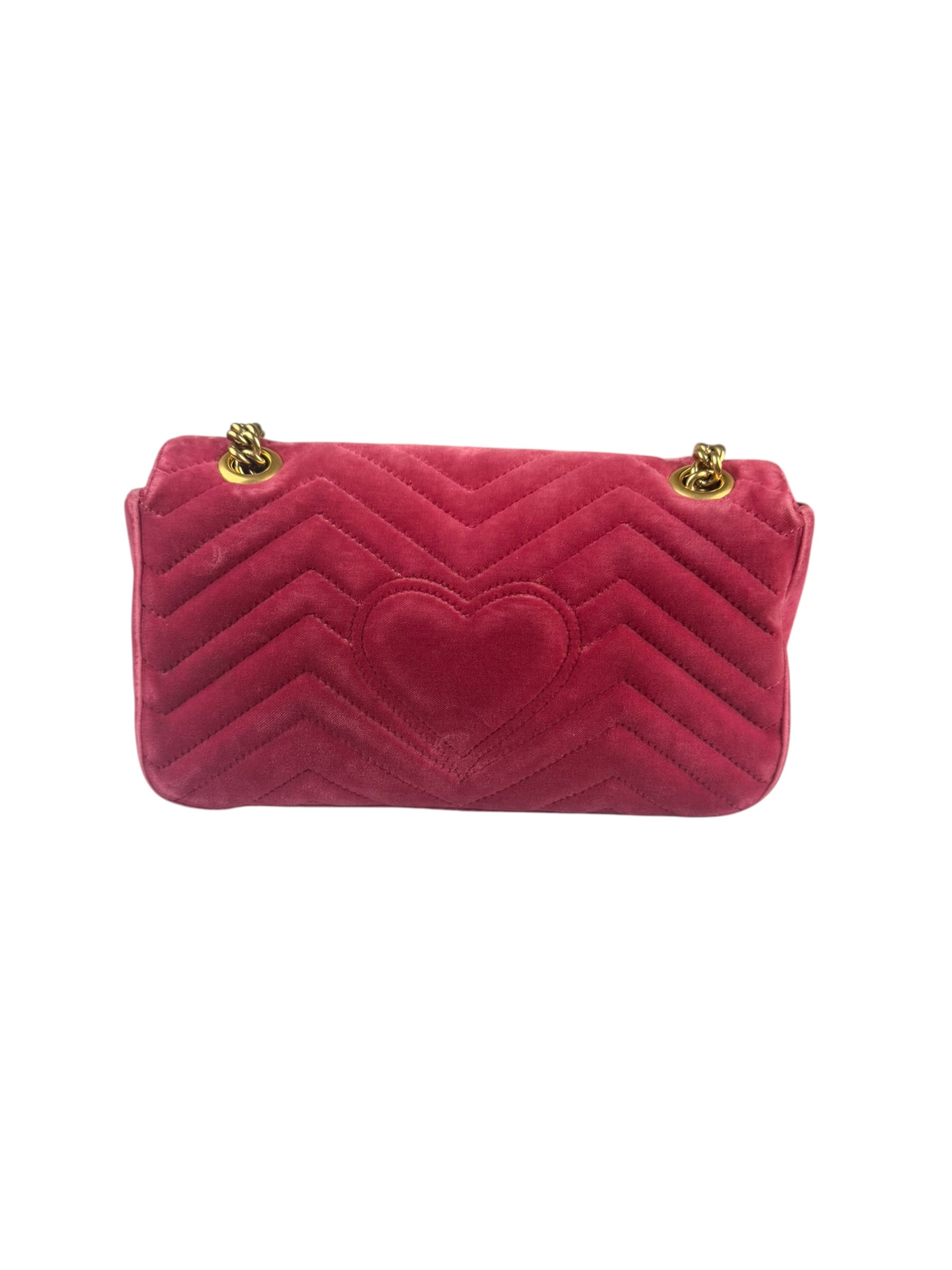 Gucci GG Marmont Matelasse Velvet Small Pink Chain Bag