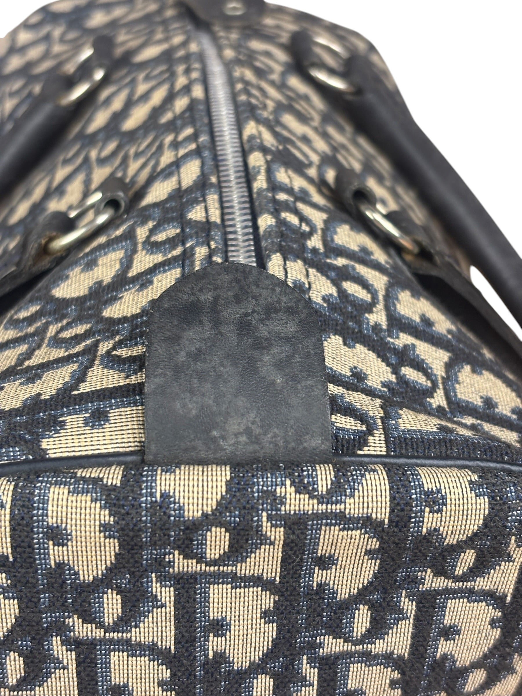Christian Dior Vintage Blue Oblique Trotter Boston Bag