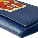 Prada Blue Saffiano Leather Fire Flap Wallet On Chain