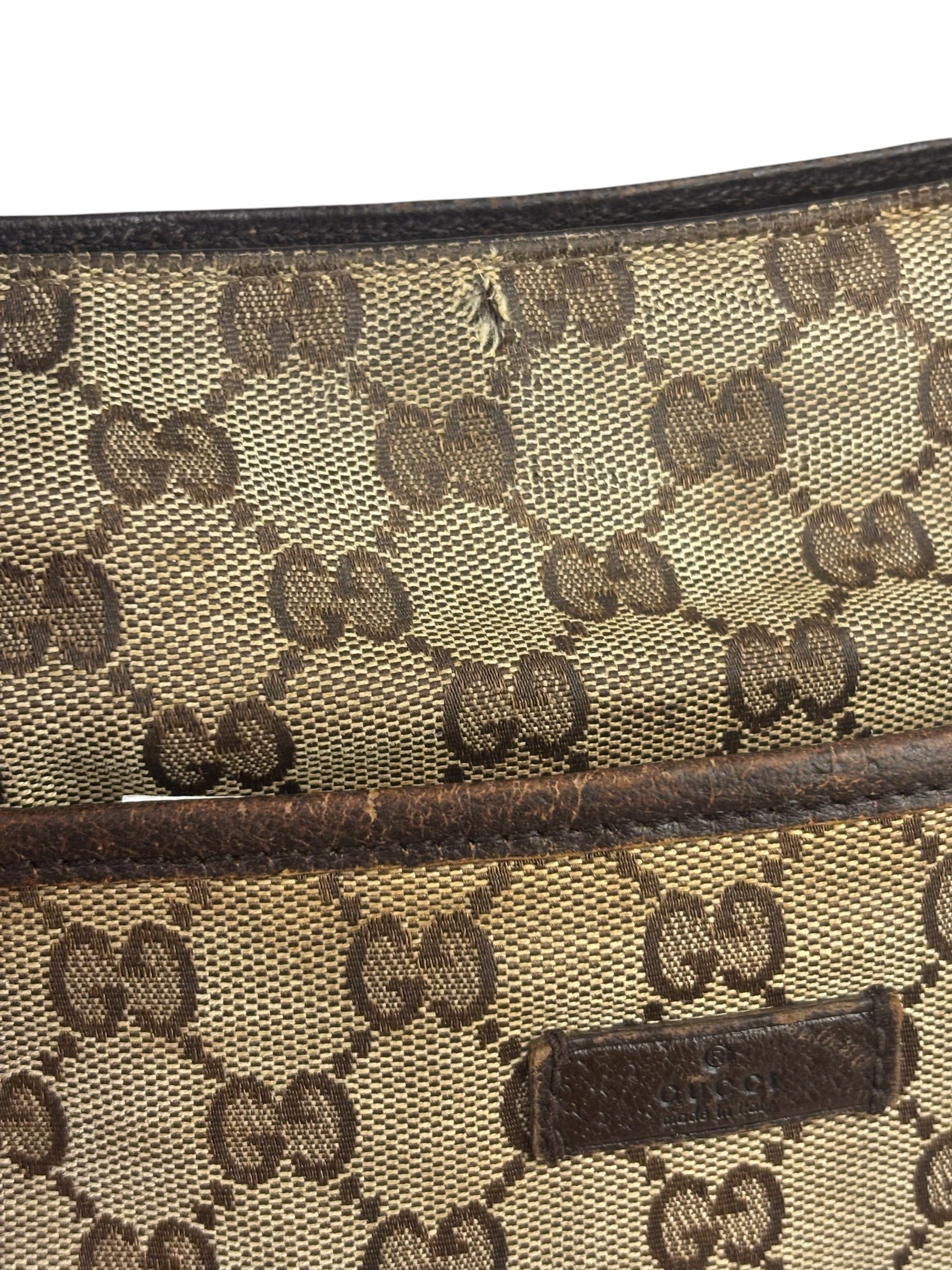 Gucci Brown Leather Trim GG Supreme Messenger Bag