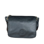 Tory Burch Black Marion Whipstitch Flap Shoulder Bag