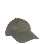 Telfar Grey Leather Logo Embossed Hat