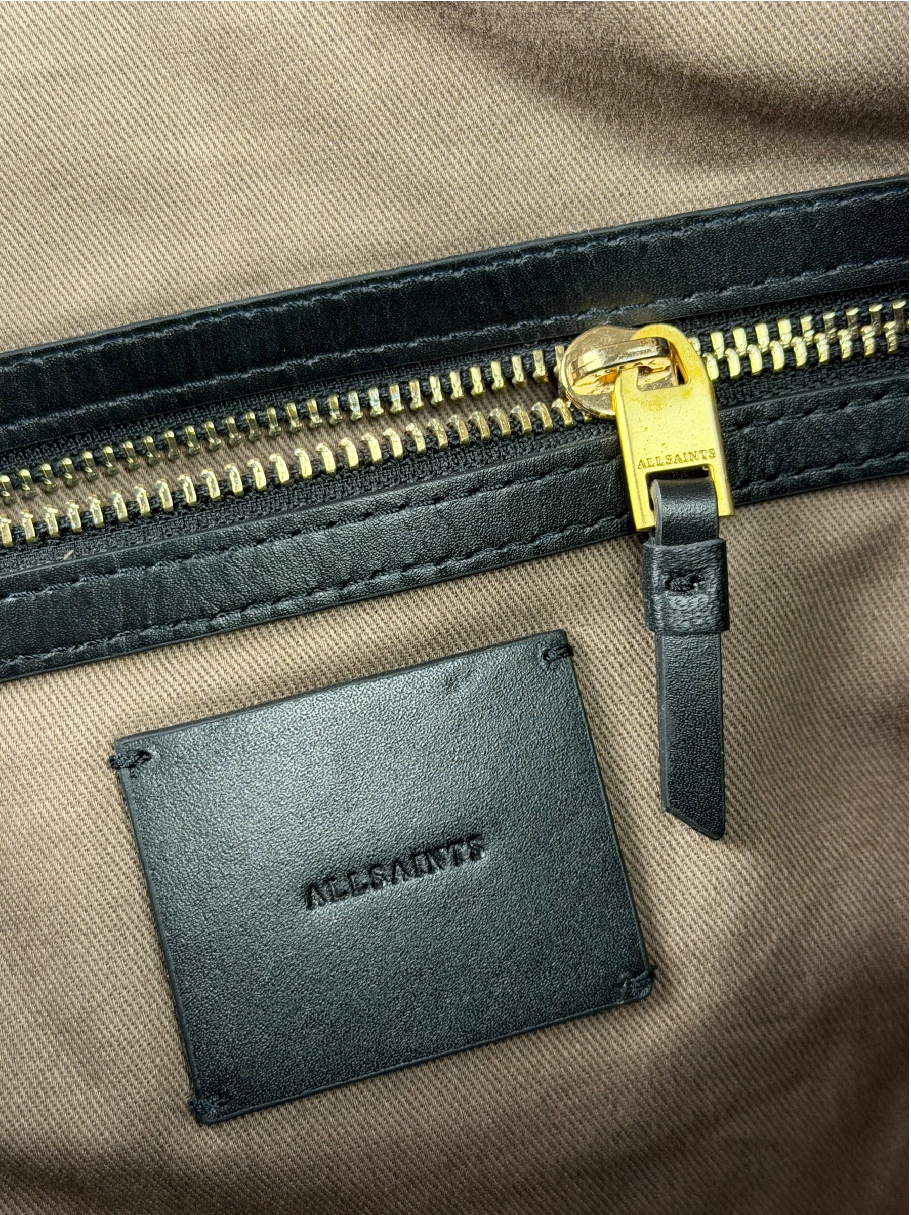 AllSaints Black Quilted Leather Edbury Shoulder Bag