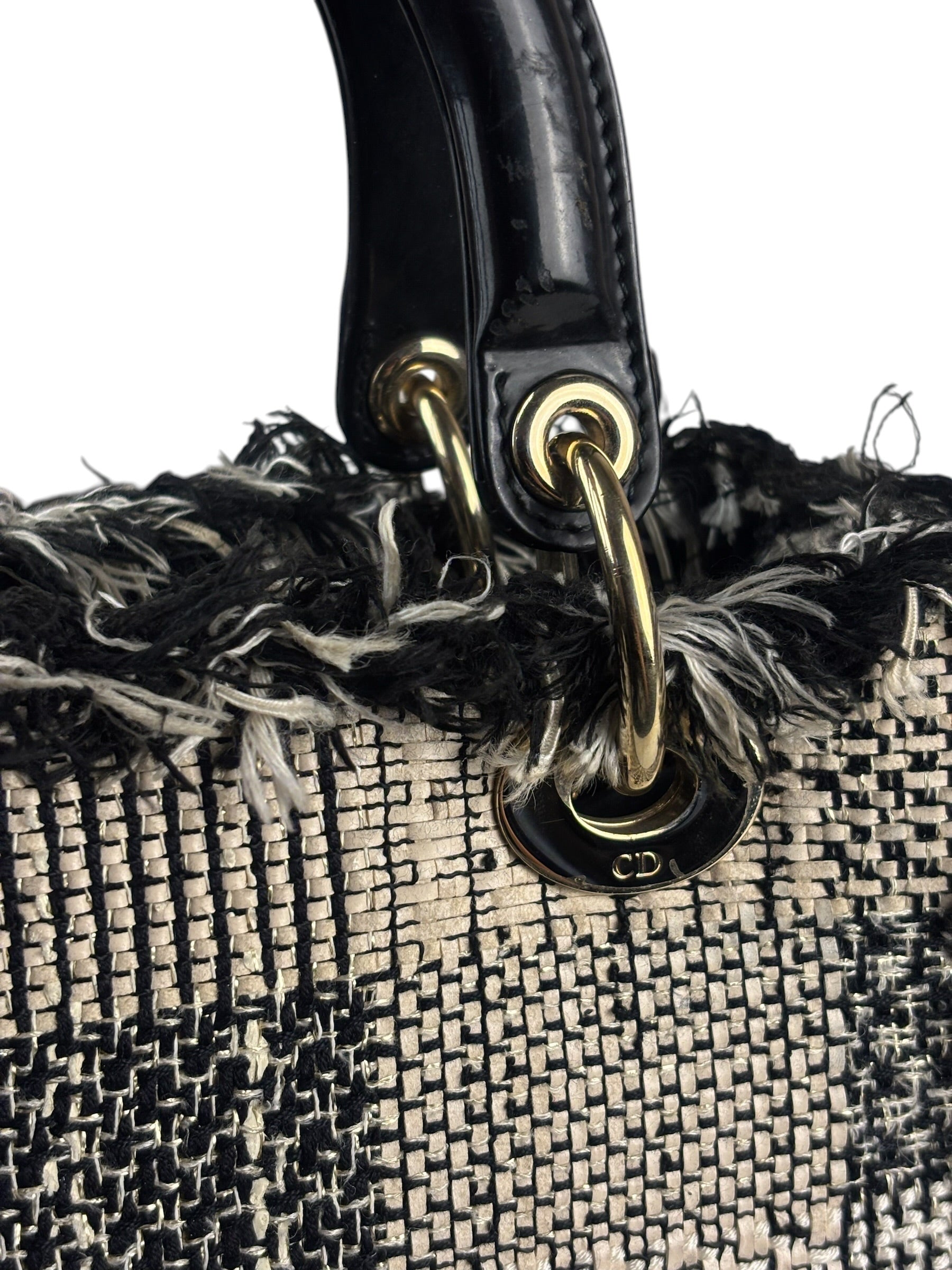 Christian Dior Black/White Tweed Lady Dior Two-Way Bag